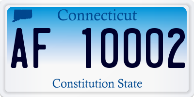 CT license plate AF10002