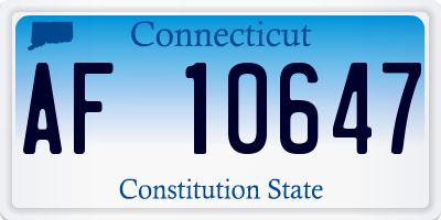 CT license plate AF10647