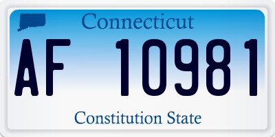 CT license plate AF10981