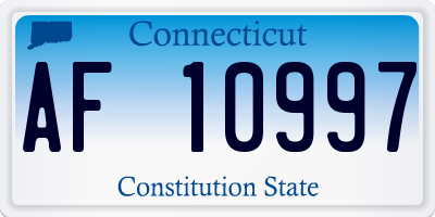 CT license plate AF10997