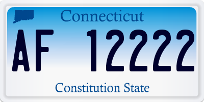 CT license plate AF12222