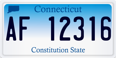 CT license plate AF12316