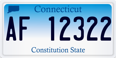 CT license plate AF12322