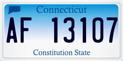 CT license plate AF13107