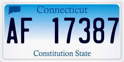 CT license plate AF17387