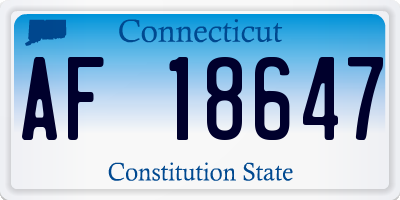 CT license plate AF18647