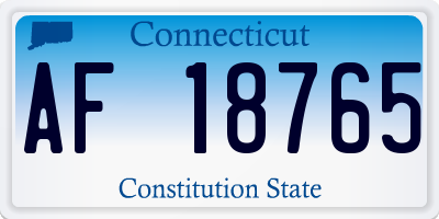 CT license plate AF18765