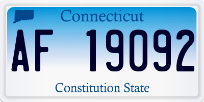 CT license plate AF19092
