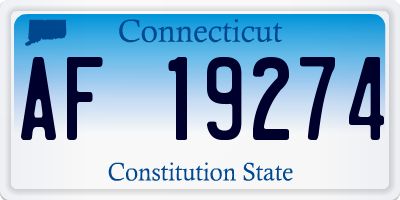 CT license plate AF19274