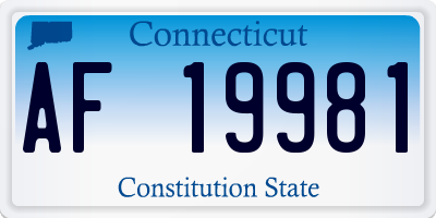 CT license plate AF19981
