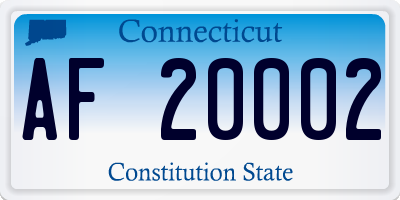CT license plate AF20002