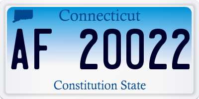 CT license plate AF20022