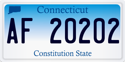 CT license plate AF20202