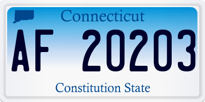 CT license plate AF20203