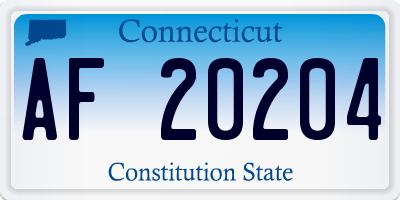 CT license plate AF20204