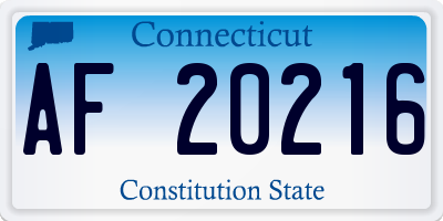 CT license plate AF20216