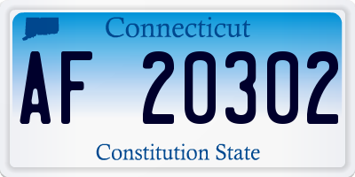 CT license plate AF20302