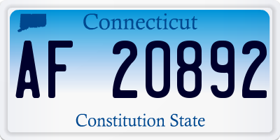 CT license plate AF20892