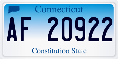 CT license plate AF20922