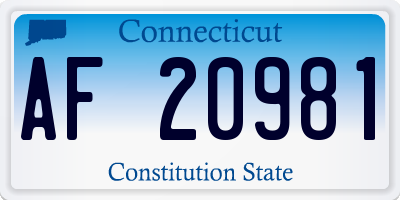 CT license plate AF20981