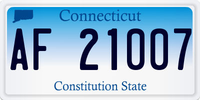 CT license plate AF21007