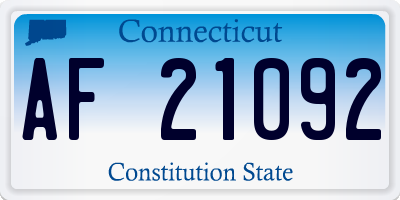 CT license plate AF21092