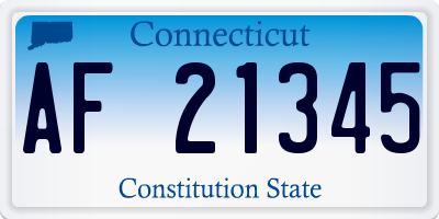 CT license plate AF21345