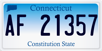 CT license plate AF21357