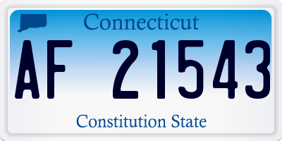 CT license plate AF21543