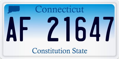 CT license plate AF21647