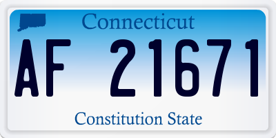 CT license plate AF21671