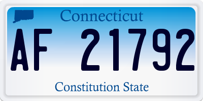 CT license plate AF21792