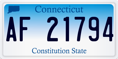 CT license plate AF21794