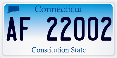 CT license plate AF22002