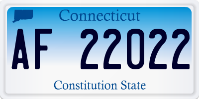CT license plate AF22022