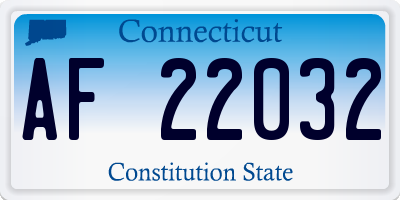 CT license plate AF22032