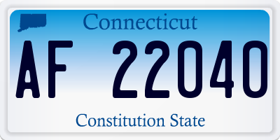 CT license plate AF22040