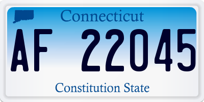 CT license plate AF22045