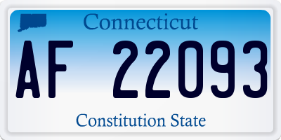 CT license plate AF22093