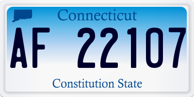CT license plate AF22107