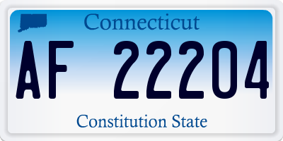 CT license plate AF22204