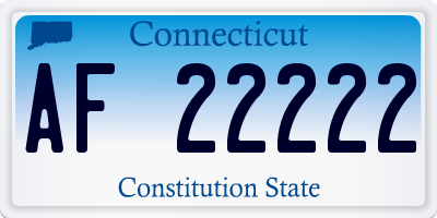 CT license plate AF22222