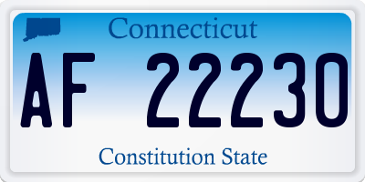CT license plate AF22230