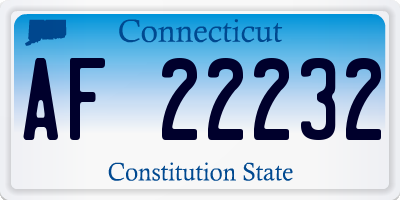 CT license plate AF22232