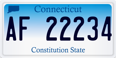CT license plate AF22234