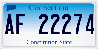 CT license plate AF22274