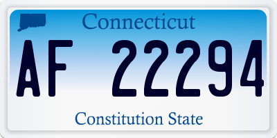 CT license plate AF22294