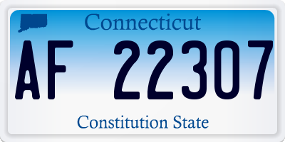 CT license plate AF22307