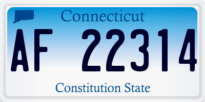 CT license plate AF22314