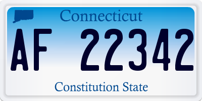 CT license plate AF22342